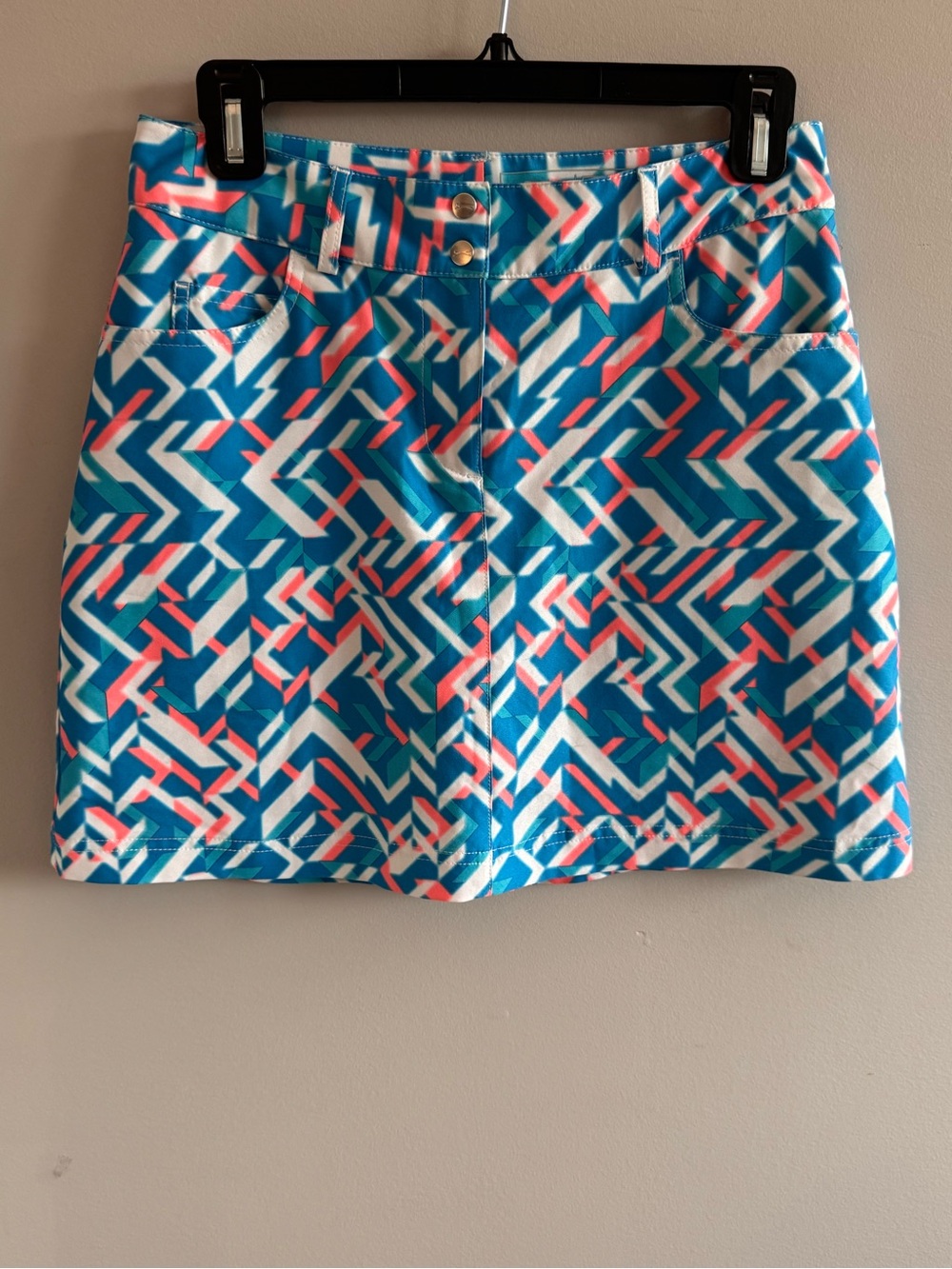 Slazenger Golf Geometric Print Skort Blue Coral White Size 0
